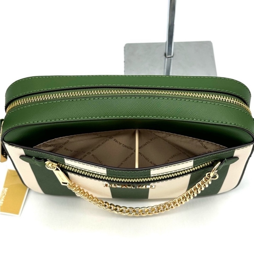 Michael Kors Large EW Zip Chain Xbody Crossbody Bag Fern Green Multi - Picture 9 of 11
